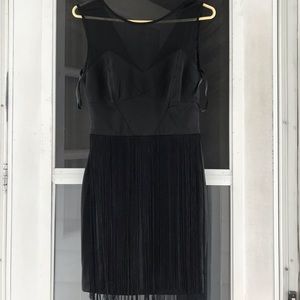 Black mesh and fringe dress